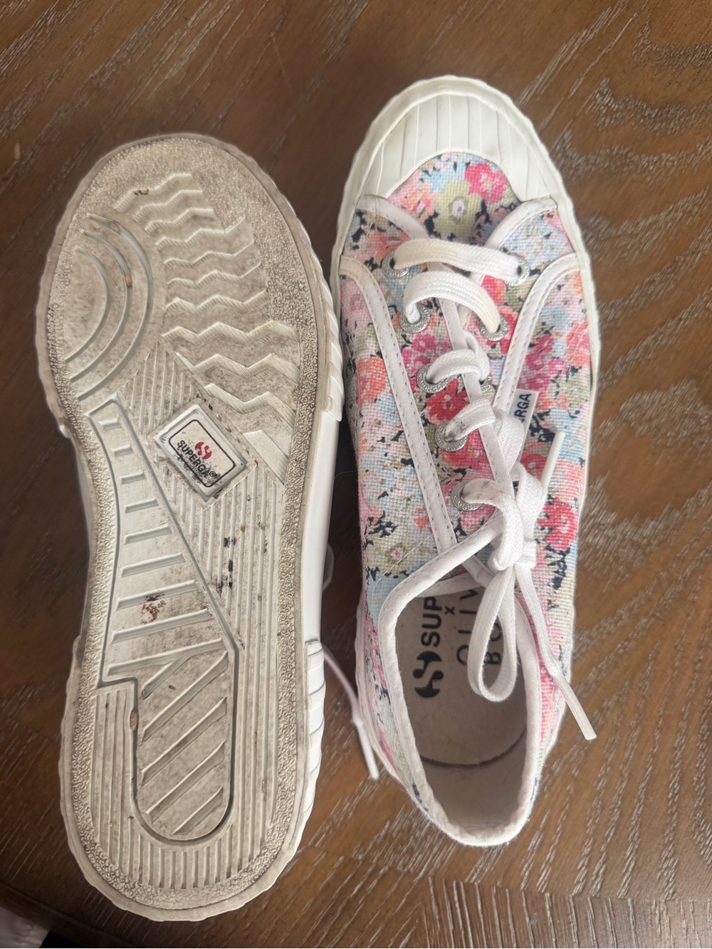 Superga Floral Canvas Lace-Up Sneakers - White/Pink